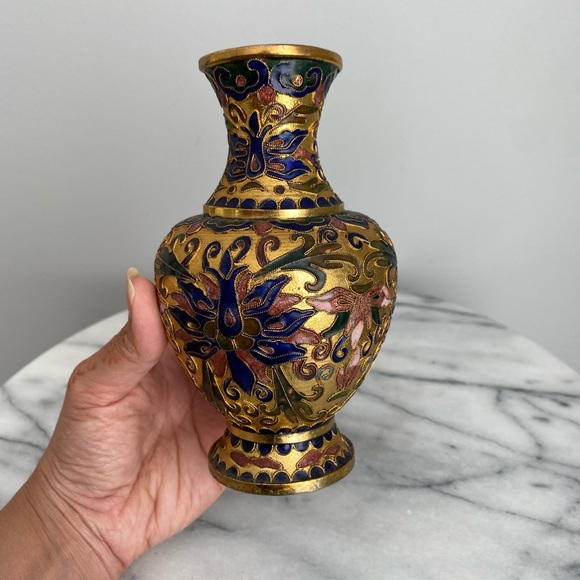 Vintage Brass and Cloisonné Vase - Picture 8 of 8